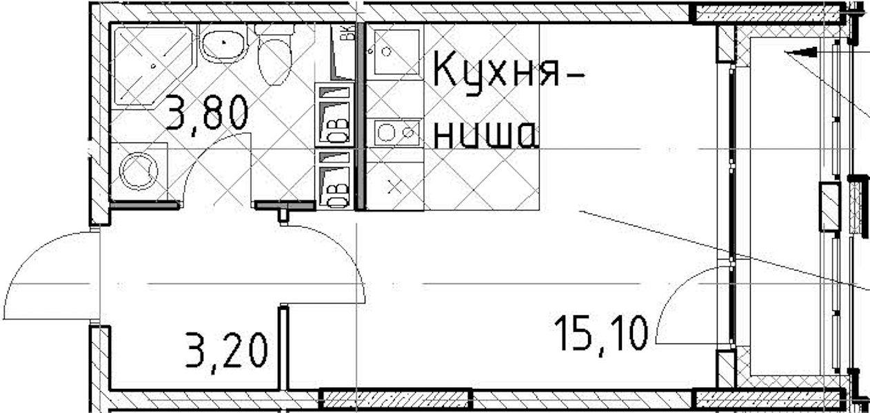 Квартира студия 23.6 м², 10/13 эт., ЖК «Тайм Сквер»